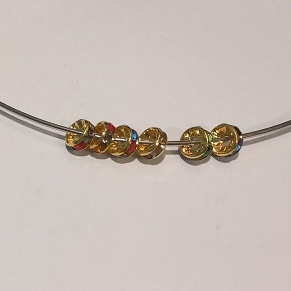 6 Gold Rainbow 8mm Rondelle Spacer Beads‎ - Picture 3 of 4